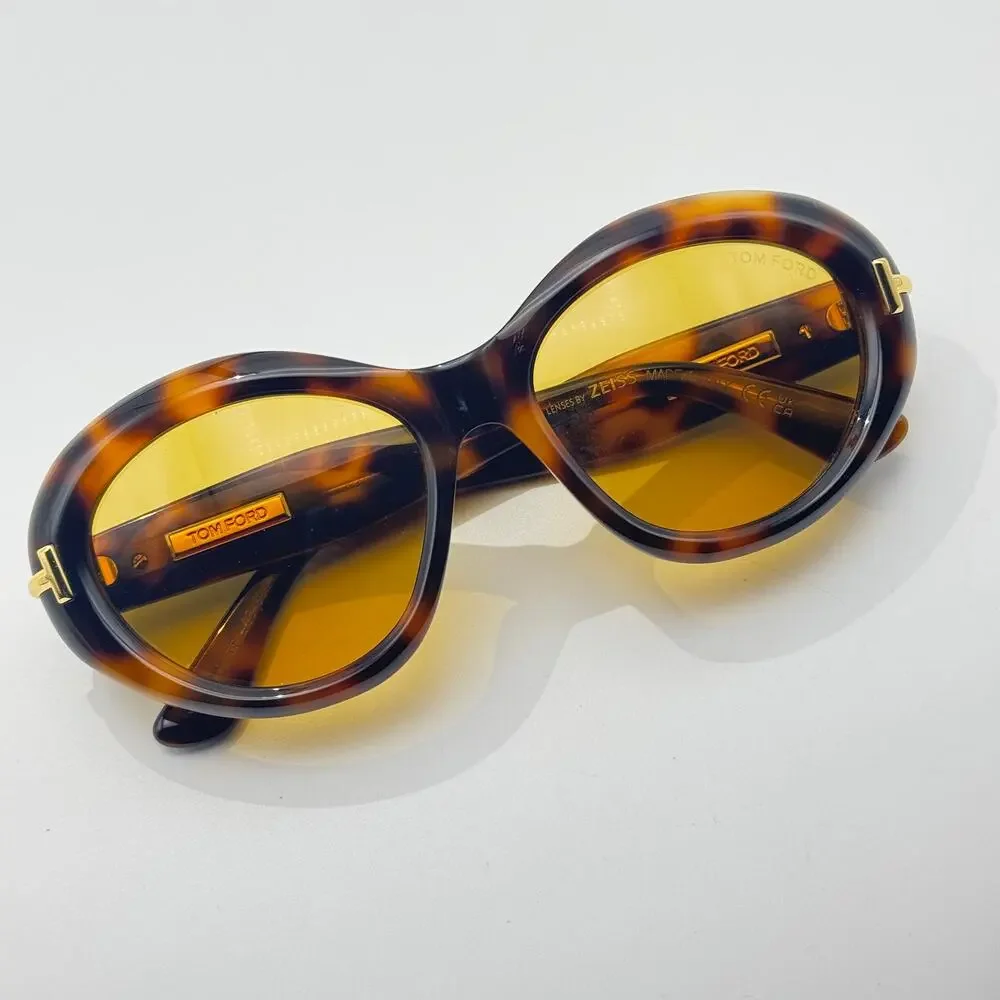 Tom Ford Sunglasses Icon FT1328 53E Havana Oval Frame Brown Lens 55-18-140 New